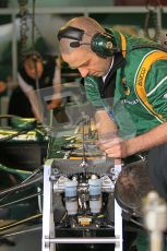 World © Octane Photographic 2011. Formula 1 testing Wednesday 9th March 2011 Circuit de Catalunya. Lotus garage. Digital ref : 0020CB1D2739