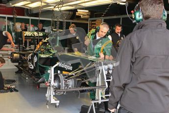 World © Octane Photographic 2011. Formula 1 testing Wednesday 9th March 2011 Circuit de Catalunya. Lotus garage. Digital ref : 0020CB5D5681