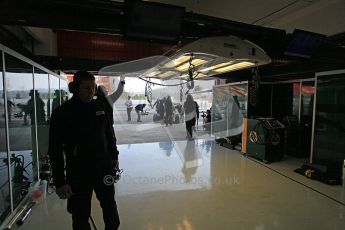 World © Octane Photographic 2011. Formula 1 testing Wednesday 9th March 2011 Circuit de Catalunya. Lotus garage. Digital ref : 0020CB5D5721