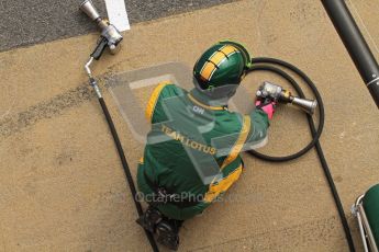 World © Octane Photographic 2011. Formula 1 testing Wednesday 9th March 2011 Circuit de Catalunya. Lotus pit lane.  Digital ref : 0020LW7D0355