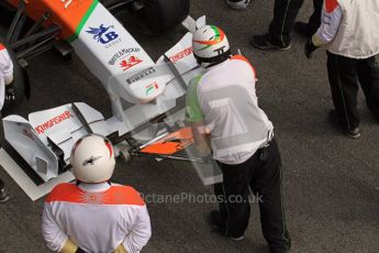 World © Octane Photographic 2011. Formula 1 testing Wednesday 9th March 2011 Circuit de Catalunya. Force India pit stop practice. Digital ref : 0020LW7D0462