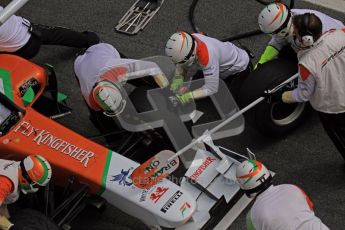 World © Octane Photographic 2011. Formula 1 testing Wednesday 9th March 2011 Circuit de Catalunya. Force India pit stop practice. Digital ref : 0020LW7D0472