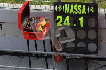 World © Octane Photographic 2011. Formula 1 testing Wednesday 9th March 2011 Circuit de Catalunya. Ferrari - Felipe Massa's pit board. Digital ref : 0020LW7D0510