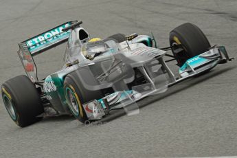 World © Octane Photographic 2011. Formula 1 testing Wednesday 9th March 2011 Circuit de Catalunya. Mercedes MGP W02 - Nico Rosberg. Digital ref : 0020LW7D8881