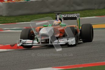 World © Octane Photographic 2011. Formula 1 testing Wednesday 9th March 2011 Circuit de Catalunya. Force India VJM04 - Paul di Resta. Digital ref : 0020LW7D9482