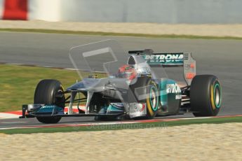 World © Octane Photographic 2011. Formula 1 testing Thursday 10th March 2011 Circuit de Catalunya. Mercedes MGP W02 - Michael Shumacher. Digital ref : 0023cb1d2917
