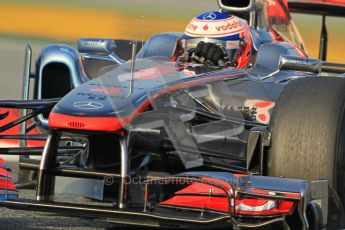 World © Octane Photographic 2011. Formula 1 testing Friday 11th March 2011 Circuit de Catalunya. McLaren MP4/26 - Jenson Button. Digital ref : 0022CB1D3303