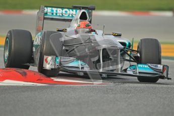 World © Octane Photographic 2011. Formula 1 testing Friday 11th March 2011 Circuit de Catalunya. Mercedes MGP W02 - Michael Schumacher. Digital ref : 0022CB1D3532