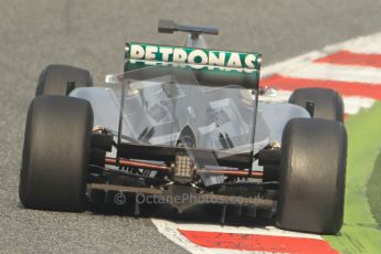 World © Octane Photographic 2011. Formula 1 testing Friday 11th March 2011 Circuit de Catalunya. Mercedes MGP W02 - Michael Schumacher. Digital ref : 0022CB1D3695