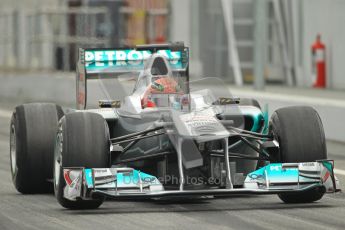 World © Octane Photographic 2011. Formula 1 testing Friday 11th March 2011 Circuit de Catalunya. Mercedes MGP W02 - Michael Schumacher. Digital ref : 0022CB1D3859