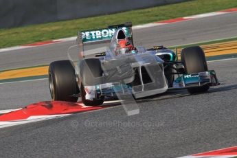 World © Octane Photographic 2011. Formula 1 testing Friday 11th March 2011 Circuit de Catalunya. Mercedes MGP W02 - Michael Schumacher. Digital ref : 0022LW7D1823