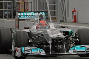 World © Octane Photographic 2011. Formula 1 testing Friday 11th March 2011 Circuit de Catalunya. Mercedes MGP W02 - Michael Schumacher. Digital ref : 0022LW7D3115
