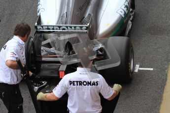 World © Octane Photographic 2011. Formula 1 testing Friday 11th March 2011 Circuit de Catalunya. Mercedes MGP W02 - Michael Schumacher. Digital ref : 0022LW7D3480