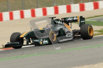 World © Octane Photographic 2011. Formula 1 testing Tuesday 8th March 2011 Circuit de Catalunya. Lotus T124 - Davide Valsecchi.  Digital ref : 0017CB1D0749