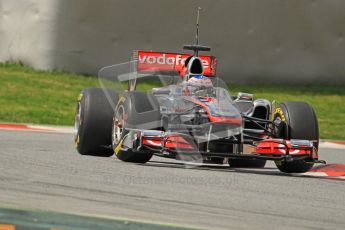 World © Octane Photographic 2011. Formula 1 testing Tuesday 8th March 2011 Circuit de Catalunya. McLaren MP4/26 - Jenson Button. Digital ref : 0017CB1D1051