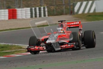 World © Octane Photographic 2011. Formula 1 testing Tuesday 8th March 2011 Circuit de Catalunya. Virgin MVR-02 - Jerome d'Ambrosio. Digital ref : 0017LW7D7552
