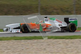 World © Octane Photographic 2011. Formula 1 testing Tuesday 8th March 2011 Circuit de Catalunya. Force India VJM04 - Paul di Resta. Digital ref : 0017LW7D7727