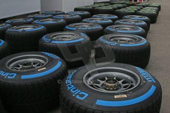 World © Octane Photographic Ltd. F1 Spanish GP Thursday 9th May 2013. Pirelli wets and intermdediates. Paddock and pitlane. Digital Ref : 0654cb1d7980