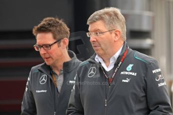 World © Octane Photographic Ltd. F1 Spanish GP Thursday 9th May 2013. Mercedes AMG Petronas, Ross Brawn. Paddock and pitlane. Digital Ref : 0654cb7d8343