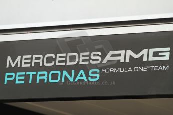 World © Octane Photographic Ltd. F1 Spanish GP Thursday 9th May 2013. Paddock and pitlane. Mercedes AMG Petronas logo. Digital Ref : 0654cb7d8355
