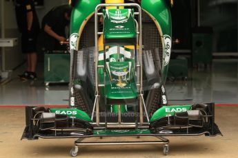 World © Octane Photographic Ltd. F1 Spanish GP Thursday 9th May 2013. Paddock and pitlane. Caterham noses in thr pitlane. Digital Ref : 0654cb7d8372