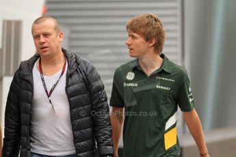 World © Octane Photographic Ltd. F1 Spanish GP Thursday 9th May 2013. Paddock and pitlane. Caterham - Charles Pic and Olivier Panis. Digital Ref : 0654cb7d8379