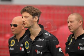 World © Octane Photographic Ltd. F1 Spanish GP Thursday 9th May 2013. Paddock and pitlane. Lotus - Romain Grosjean. Digital Ref : 0654cb7d8418