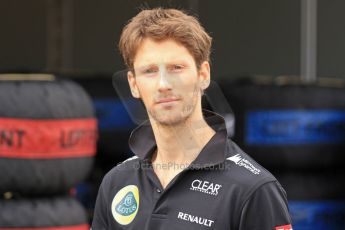 World © Octane Photographic Ltd. F1 Spanish GP Thursday 9th May 2013. Paddock and pitlane. Lotus - Romain Grosjean. Digital Ref : 0654cb7d8447