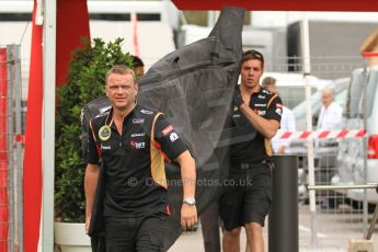 World © Octane Photographic Ltd. F1 Spanish GP Thursday 9th May 2013. Paddock and pitlane. New Lotus floors turn up. Digital Ref : 0654cb7d8515