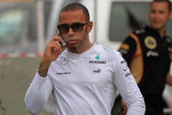 World © Octane Photographic Ltd. F1 Spanish GP Thursday 9th May 2013. Paddock and pitlane. Mercedes AMG Petronas - Lewis Hamilton. Digital Ref : 0654cb7d8517