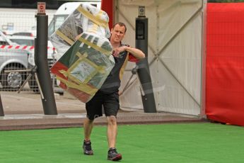 World © Octane Photographic Ltd. F1 Spanish GP Thursday 9th May 2013. Paddock and pitlane. Lotus new parts turn up ready for testing. Digital Ref : 0654cb7d8536