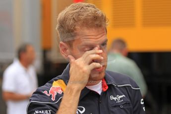 World © Octane Photographic Ltd. F1 Spanish GP Thursday 9th May 2013. Paddock and pitlane. Infiniti Red Bull Racing - Sebastian Vettel. Digital Ref : 0654cb7d8543