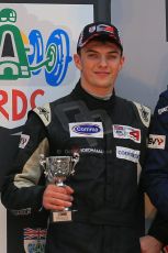World © Octane Photographic Ltd. Brands Hatch, Race 3 Podium, Sunday 24th November 2013. BRDC Formula 4 Winter Series, MSV F4-13,  – Kieran Vernon (2nd) - Hillspeed. Digital Ref : 0867lw1d7608