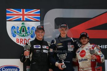 World © Octane Photographic Ltd. Brands Hatch, Race 3 Podium, Sunday 24th November 2013. BRDC Formula 4 Winter Series, MSV F4-13,  – Matthew (Matty) Graham (1st) – Douglas Motorsport, Kieran Vernon (2nd) - Hillspeed and Pietro Fittipaldi (3rd) – MGR. Digital Ref : 0867lw1d7611