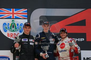 World © Octane Photographic Ltd. Brands Hatch, Race 3 Podium, Sunday 24th November 2013. BRDC Formula 4 Winter Series, MSV F4-13,  – Matthew (Matty) Graham (1st) – Douglas Motorsport, Kieran Vernon (2nd) - Hillspeed and Pietro Fittipaldi (3rd) – MGR. Digital Ref : 0867lw1d7624