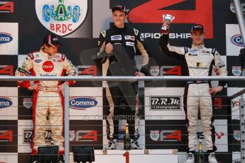 World © Octane Photographic Ltd. Brands Hatch, Race 4 Podium, Sunday 24th November 2013. BRDC Formula 4 Winter Series, MSV F4-13,  – Kieran Vernon (1st) - Hillspeed, Pietro Fittipaldi (2nd) – MGR and Sennan Fielding (3rd) – HHC Motorsport. Digital Ref : 0868cb1d7961