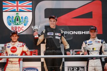 World © Octane Photographic Ltd. Brands Hatch, Race 4 Podium, Sunday 24th November 2013. BRDC Formula 4 Winter Series, MSV F4-13, – Kieran Vernon (1st) - Hillspeed, Pietro Fittipaldi (2nd) – MGR and Sennan Fielding (3rd) – HHC Motorsport. Digital Ref : 0868cb1d7979