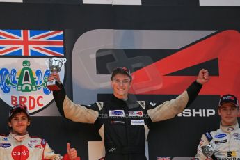 World © Octane Photographic Ltd. Brands Hatch, Race 4 Podium, Sunday 24th November 2013. BRDC Formula 4 Winter Series, MSV F4-13, – Kieran Vernon (1st) - Hillspeed, Pietro Fittipaldi (2nd) – MGR and Sennan Fielding (3rd) – HHC Motorsport. Digital Ref : 0868lw1d7984
