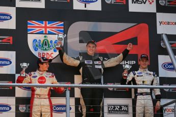 World © Octane Photographic Ltd. Brands Hatch, Race 4 Podium, Sunday 24th November 2013. BRDC Formula 4 Winter Series, MSV F4-13, – Kieran Vernon (1st) - Hillspeed, Pietro Fittipaldi (2nd) – MGR and Sennan Fielding (3rd) – HHC Motorsport. Digital Ref : 0868lw1d7998