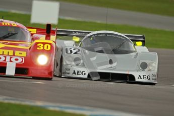 © Octane Photographic Ltd. 2012 Donington Historic Festival. Group C sportscars, qualifying. Nissan NTPi90 - Peter Garrod and Sauber C9 - Gareth Evans. Digital Ref : 0320cb1d8726