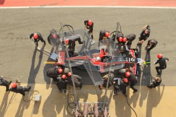 World © Octane Photographic 2011. Monday 21st February 2011 Circuit de Catalunya. Virgin MVR-02 - Jerome d'Ambrosio, pitstop practice. Digital ref : 0011CB1D2831