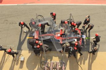 World © Octane Photographic 2011. Monday 21st February 2011 Circuit de Catalunya. Virgin MVR-02 - Jerome d'Ambrosio, pitstop practice. Digital ref : 0011CB1D2832