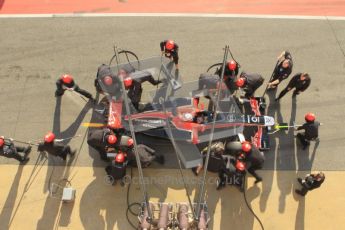 World © Octane Photographic 2011. Monday 21st February 2011 Circuit de Catalunya. Virgin MVR-02 - Jerome d'Ambrosio, pitstop practice. Digital ref : 0011CB1D2834