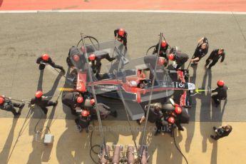 World © Octane Photographic 2011. Monday 21st February 2011 Circuit de Catalunya. Virgin MVR-02 - Jerome d'Ambrosio, pitstop practice. Digital ref : 0011CB1D2835