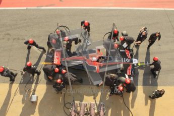 World © Octane Photographic 2011. Monday 21st February 2011 Circuit de Catalunya. Virgin MVR-02 - Jerome d'Ambrosio, pitstop practice. Digital ref : 0011CB1D2836