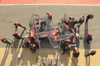 World © Octane Photographic 2011. Monday 21st February 2011 Circuit de Catalunya. Virgin MVR-02 - Jerome d'Ambrosio, pitstop practice. Digital ref : 0011CB1D2838