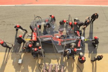 World © Octane Photographic 2011. Monday 21st February 2011 Circuit de Catalunya. Virgin MVR-02 - Jerome d'Ambrosio, pitstop practice. Digital ref : 0011CB1D2841