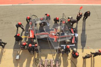 World © Octane Photographic 2011. Monday 21st February 2011 Circuit de Catalunya. Virgin MVR-02 - Jerome d'Ambrosio, pitstop practice. Digital ref : 0011CB1D2848