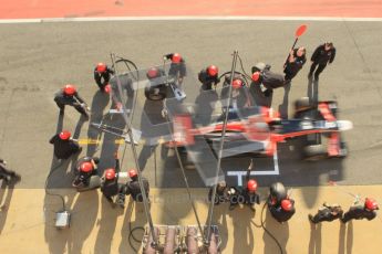 World © Octane Photographic 2011. Monday 21st February 2011 Circuit de Catalunya. Virgin MVR-02 - Jerome d'Ambrosio, pitstop practice. Digital ref : 0011CB1D2851