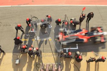 World © Octane Photographic 2011. Monday 21st February 2011 Circuit de Catalunya. Virgin MVR-02 - Jerome d'Ambrosio, pitstop practice. Digital ref : 0011CB1D2852